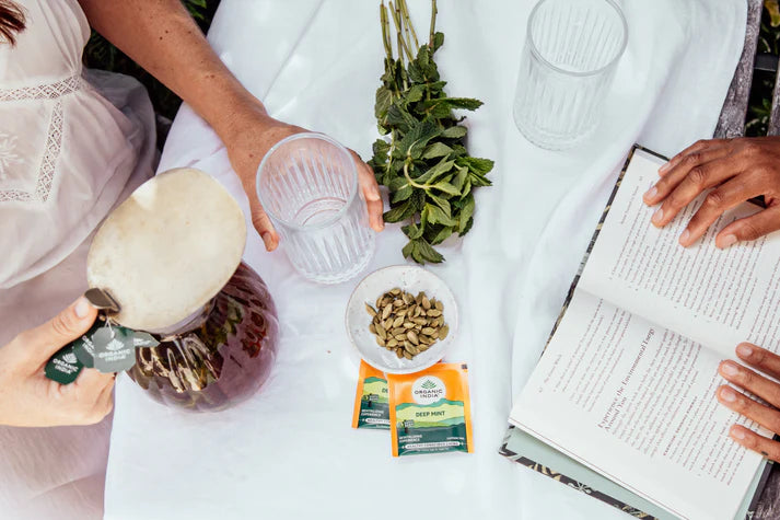 Organic India Certified Organic Deep Mint Tea 25 Bags, With Peppermint, Spearmint & Cardamom