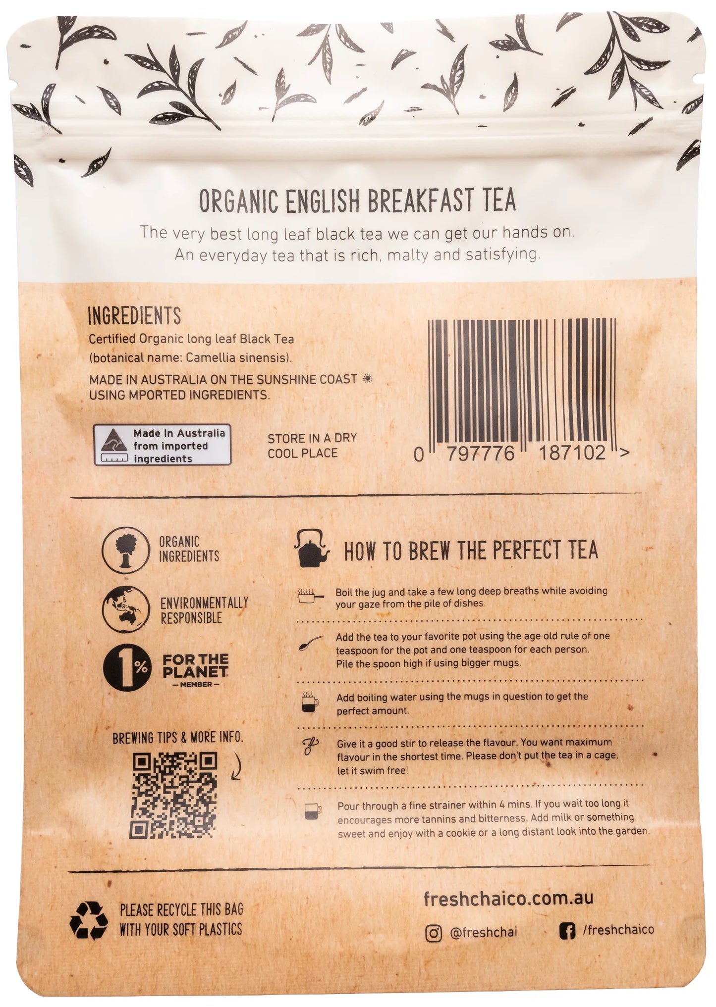 The Fresh Chai Co. Certified Organic English Breakfast Tea 200g, The Best Long Leaf Black Tea