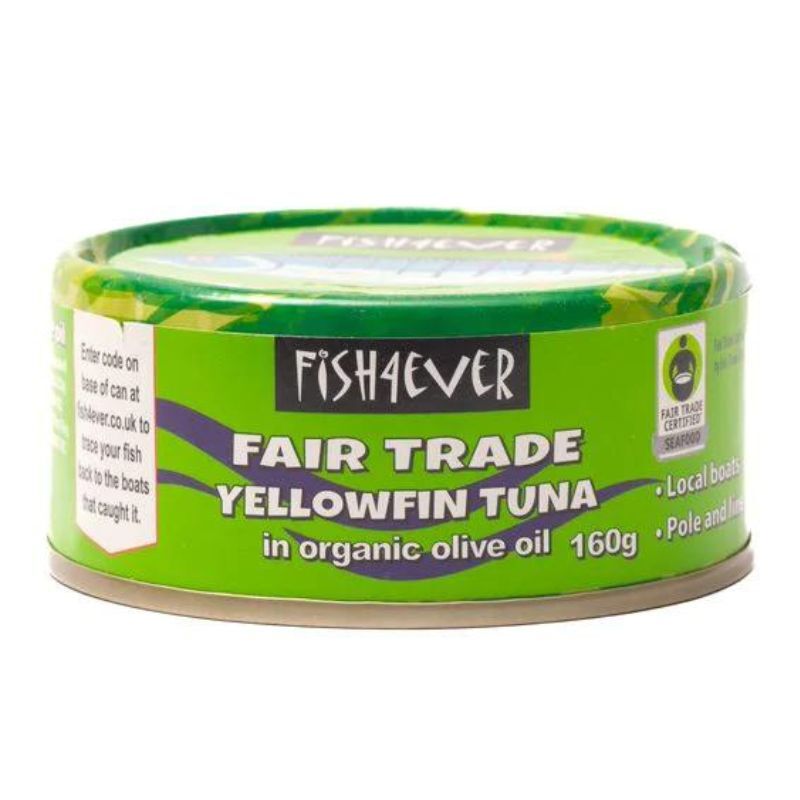 Fish 4 Ever Fair Trade Yellowfin Tuna In Organic Olive Oil 160g, BPA Free