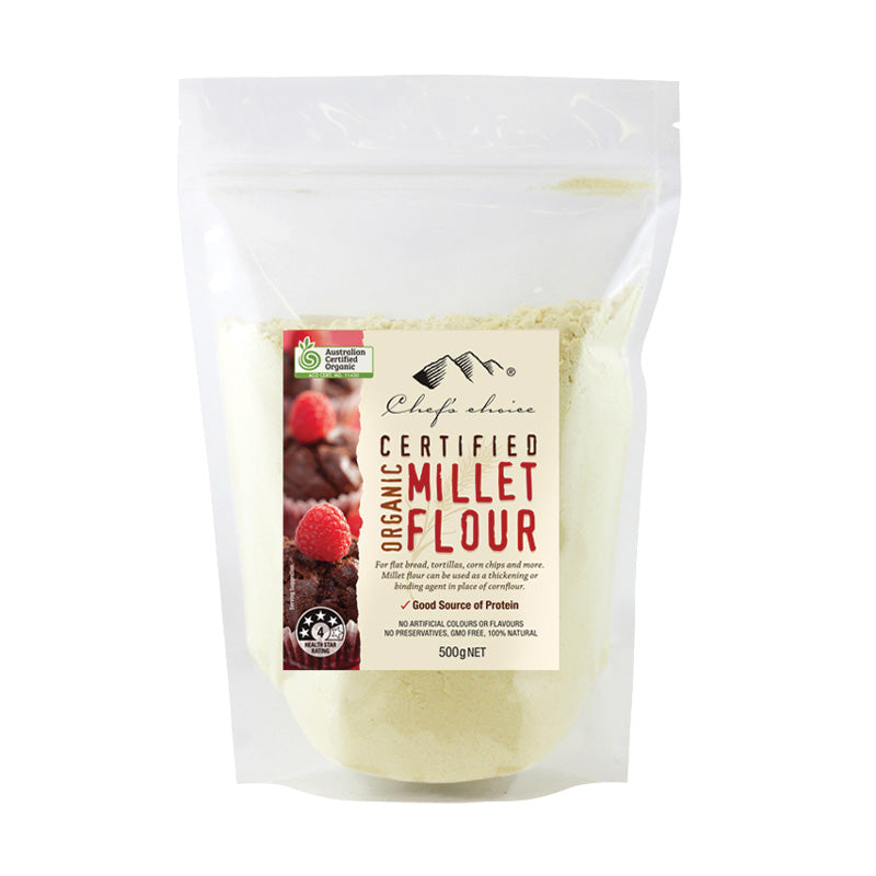 Chef's Choice Certified Organic Millet Flour 500g, FOr Gluten-Free Baking