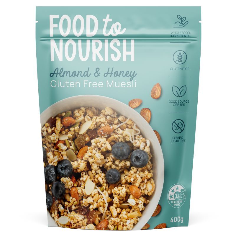 Food To Nourish Gluten Free Almond & Honey Muesli 400g, Refined Sugar Free