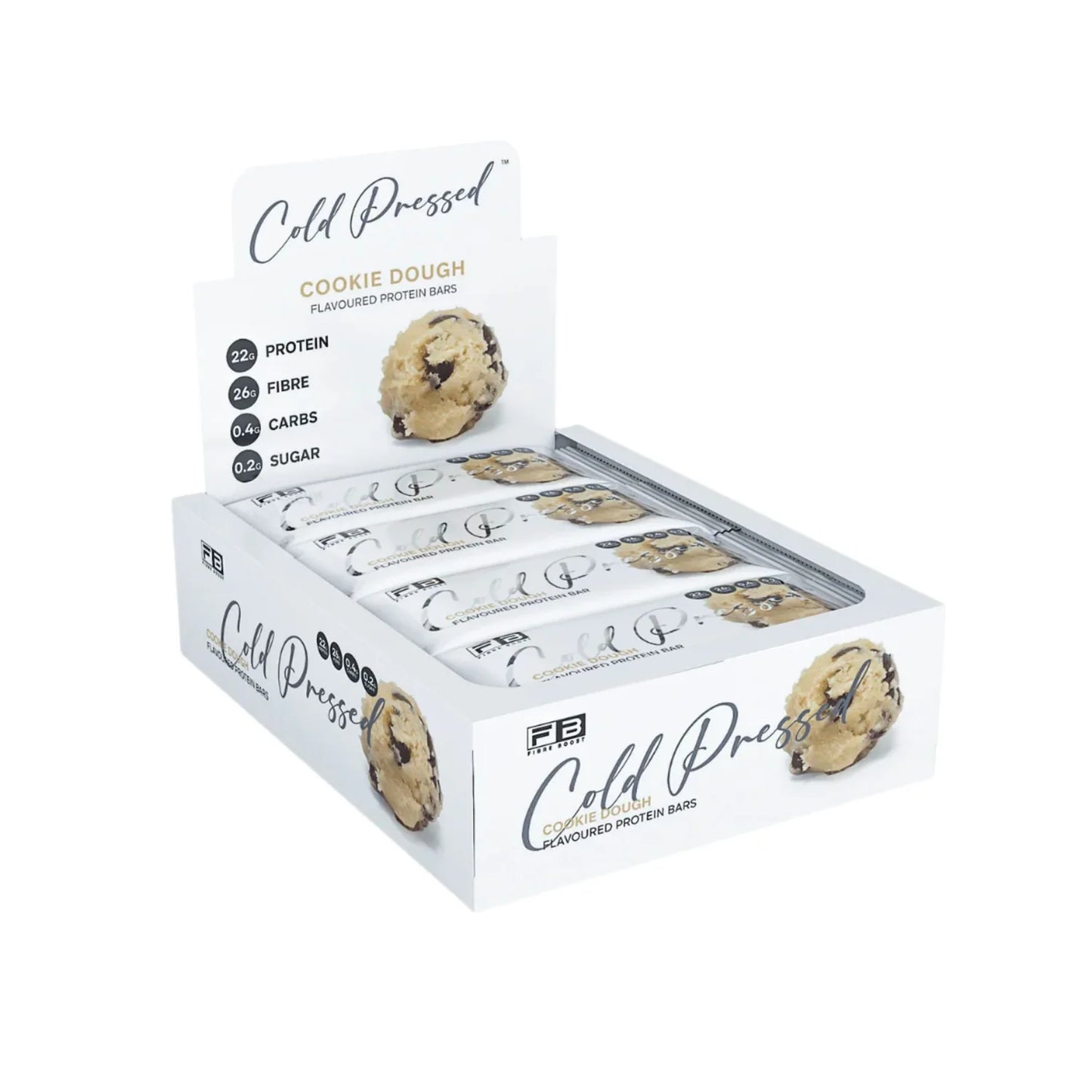Fibre Boost Cold Pressed Protein Bar Single or Box of 12, Cookie Dough Flavour