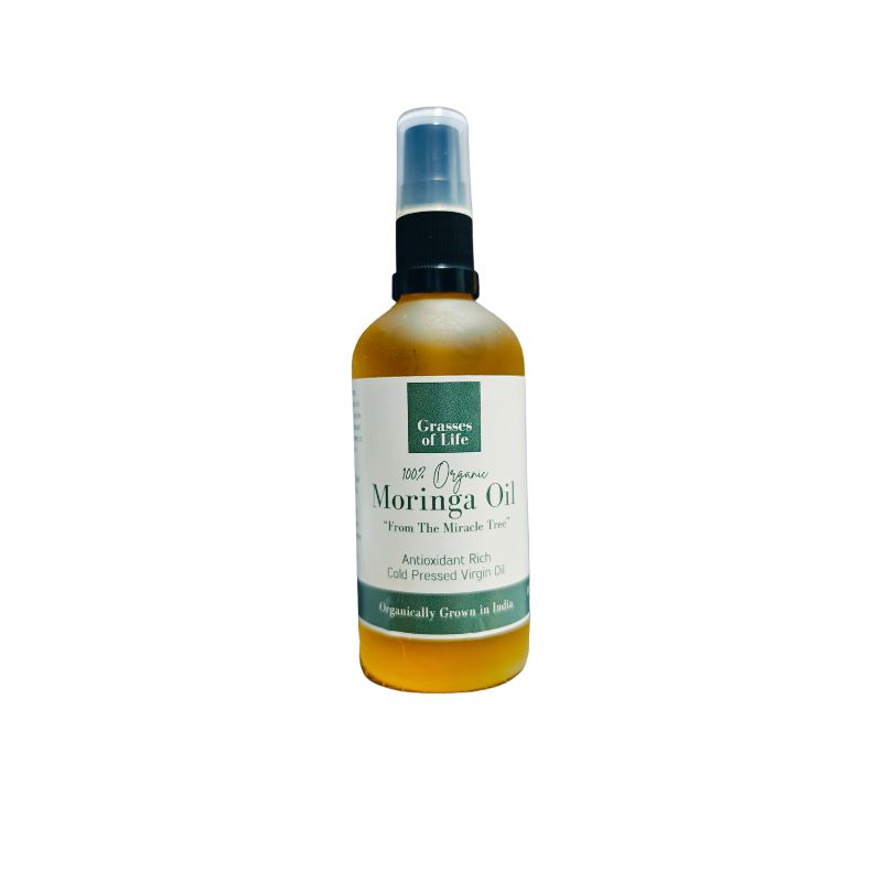 Grasses Of Life 100% Organic Moringa Oil 100mL, Cold-Pressed Technology