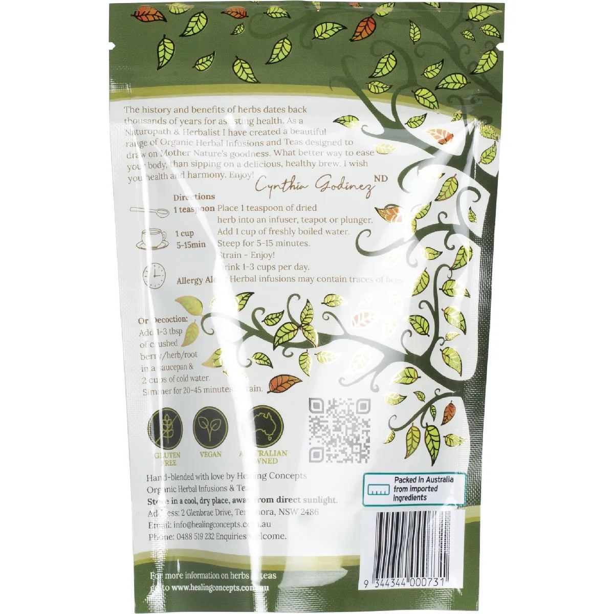Healing Concepts Certified Organic Blend Throat Soother 40g, Natural Throat Relief