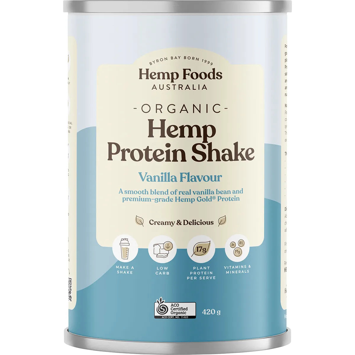 Hemp Foods Australia Organic Hemp Protein Shake 35g Sachet Or 420g, Vanilla Flavour