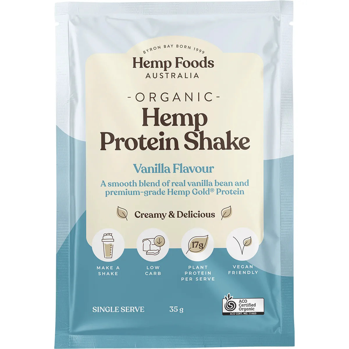 Hemp Foods Australia Organic Hemp Protein Shake 35g Sachet Or 420g, Vanilla Flavour