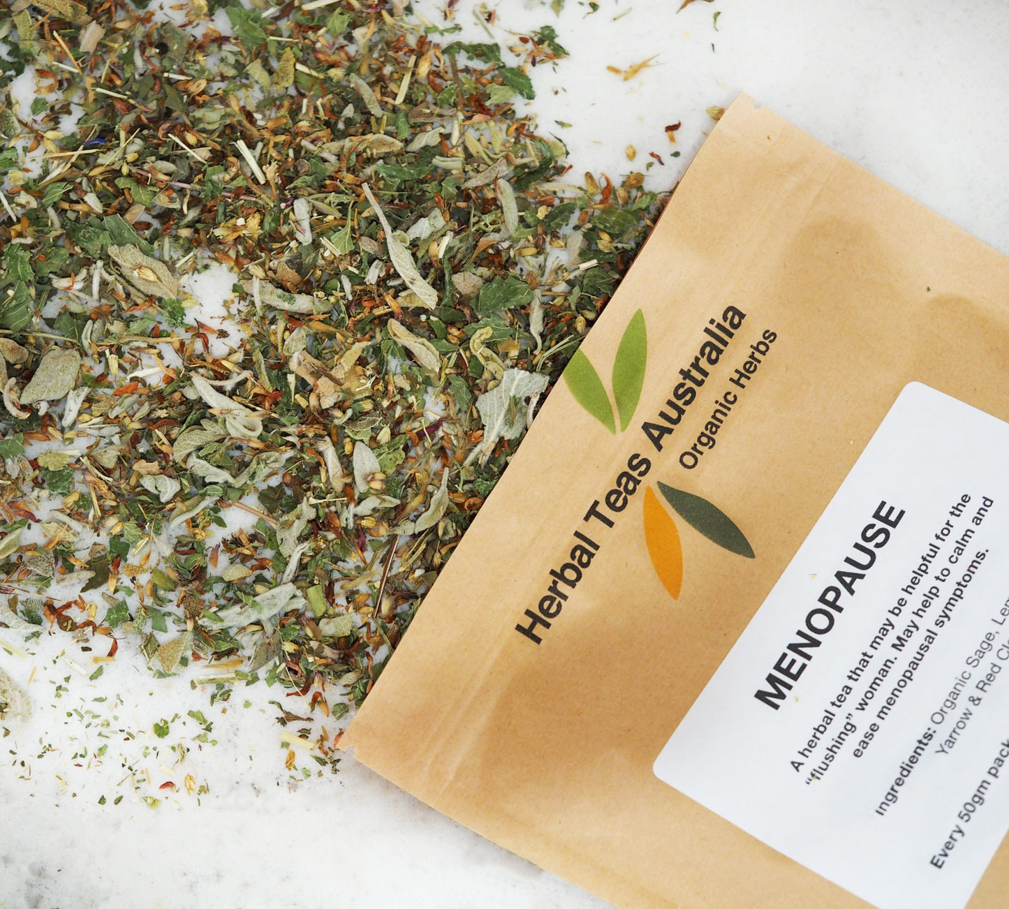 Herbal Teas Australia Menopause Tea 50g, With Lemon Balm & Red Clover