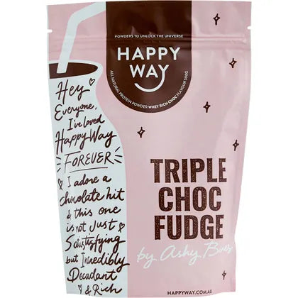 Happy Way Ashy Bines Whey Protein Powder 500g, Triple Choc Fudge Flavour