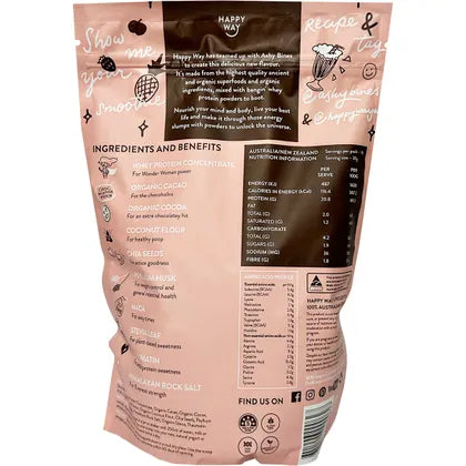 Happy Way Ashy Bines Whey Protein Powder 500g, Triple Choc Fudge Flavour