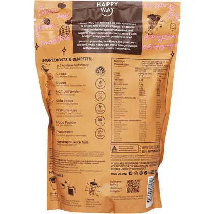 Happy Way Ashy Bines Whey Protein Powder 500g, Choc Caramel Flavour