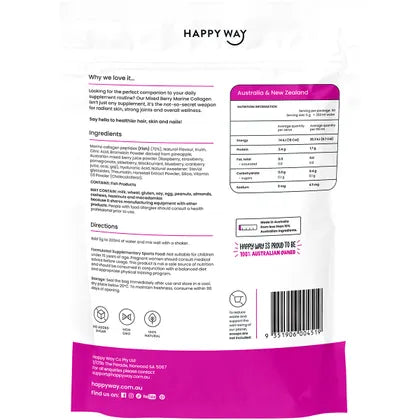 Happy Way Marine Collagen & Vitamin D 250g, Mixed Berry Flavour