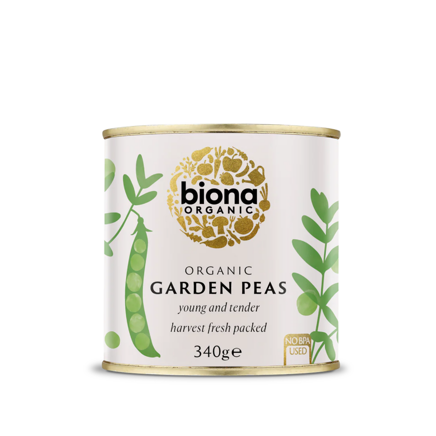 Biona Organic Garden Peas 340g, Harvest Fresh Packed