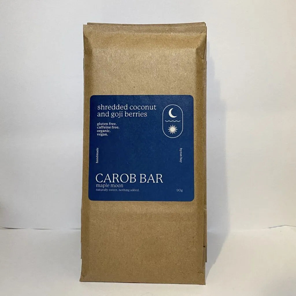 Maple Moon Organic Shredded Coconut & Goji Berries Carob Chocolate 90g, Handmade & Caffeine-Free