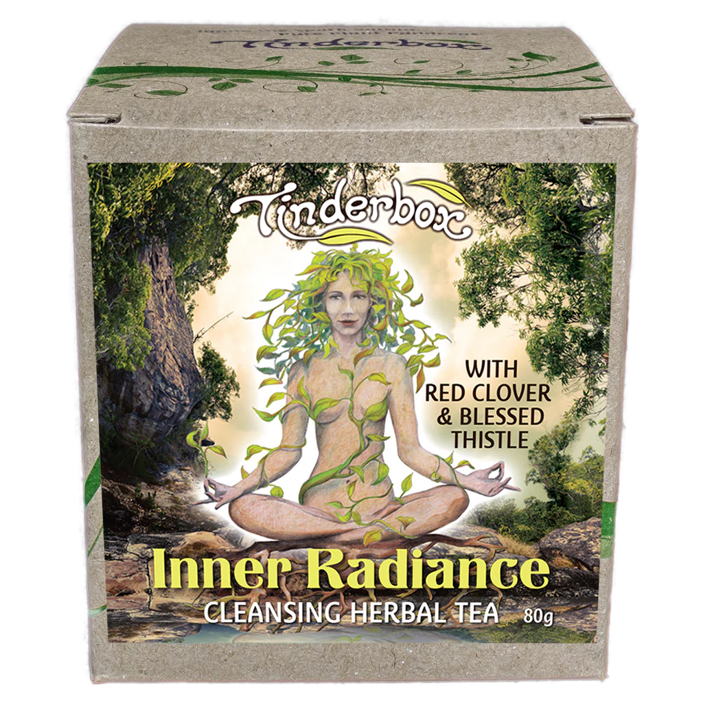 Tinderbox Inner Radiance Cleansing Herbal Tea 80g, With Red Clover & Blessed Thistle