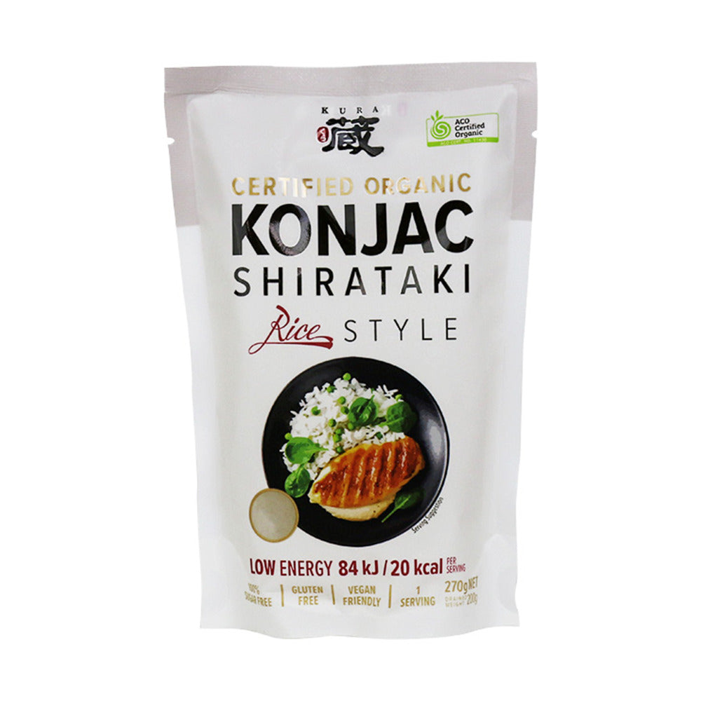 Kura Certified Organic Konjac Shirataki Rice Style 270g, Only 20Kcal Per Serving