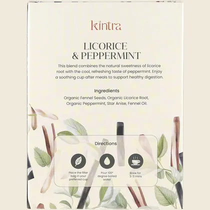 Kintra Herbal Tea Licorice & Peppermint Tea 25 Tea Bags, Cooling Digestive Ease