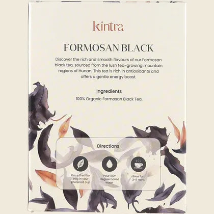 Kintra Formosan Black Tea Bags 32 Bags, Smooth Organic Taiwanese Black Tea