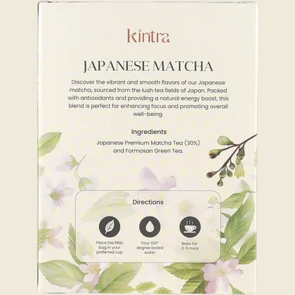 Kintra Japanese Matcha Tea Bags 25pk, Smooth Antioxidant Green Tea