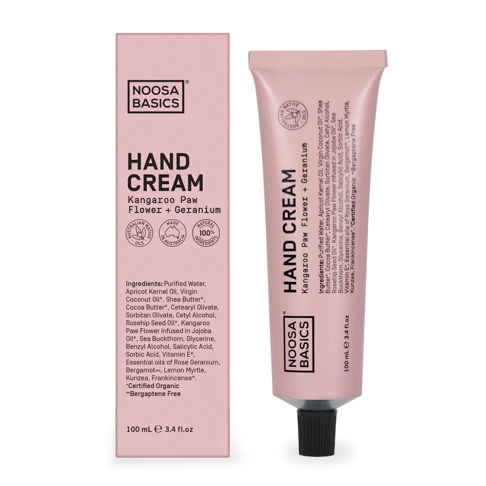 Noosa Basics Hand Cream 100ml, Certified Organic With Kangaroo Paw Flower & Geranium {Regenerating }