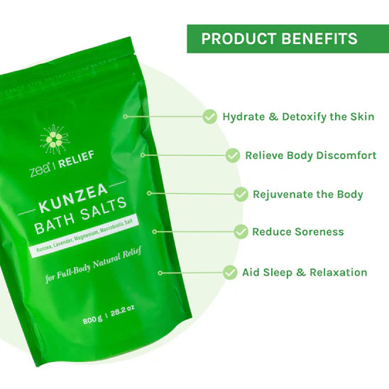 Zea | Relief | Kunzea Bath Salts 800g, For Full-Body Natural Relief