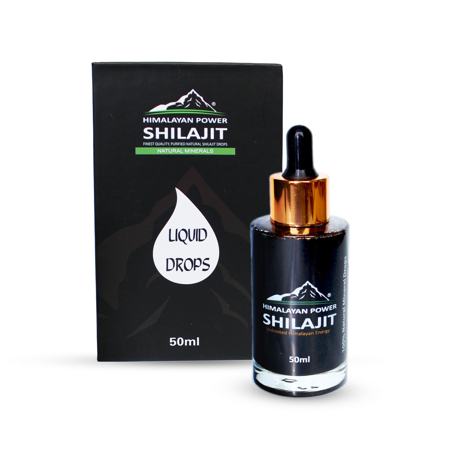 Himalayan Power Pure Shilajit Liquid Drops 30mL, Purest Himalayan Power Gold Graded 100% Pure Shilajit- Fulvic Acid & 85+ Trace Minerals Complex