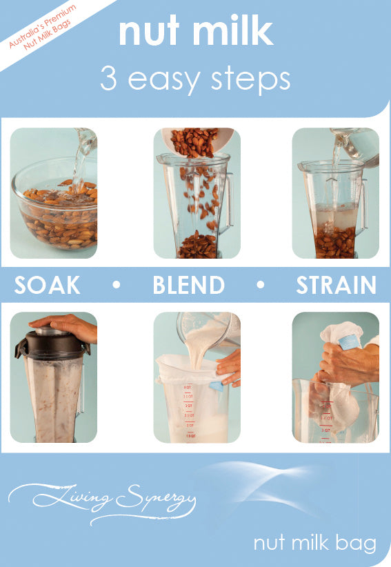 Living Synergy Nut Milk Bag (1 Bag), Soak, Blend & Strain