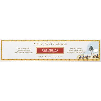 Marco Polo's Treasures Incense Sticks 10 Pk, Red Mirrha; Cammiphora Myrrha Oil Fragrance