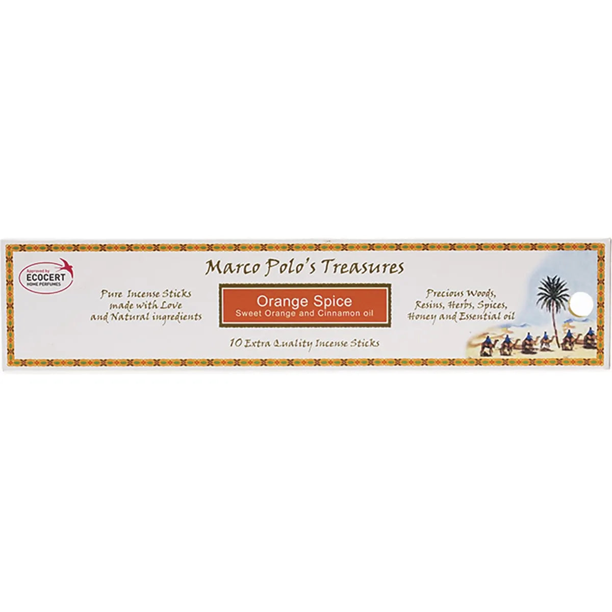 Marco Polo's Treasures Incense Sticks 10 Pk, Orange Spice; Sweet Orange & Cinnamon Oil Fragrance