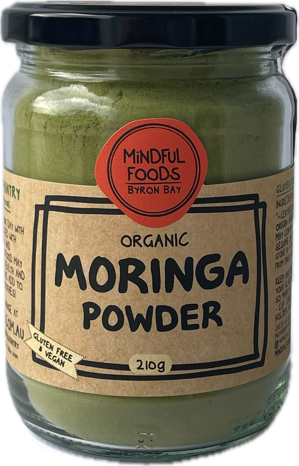Mindful Foods Certified Organic Moringa Powder 210g, A Daily Superfood Just Add To A Smoothie