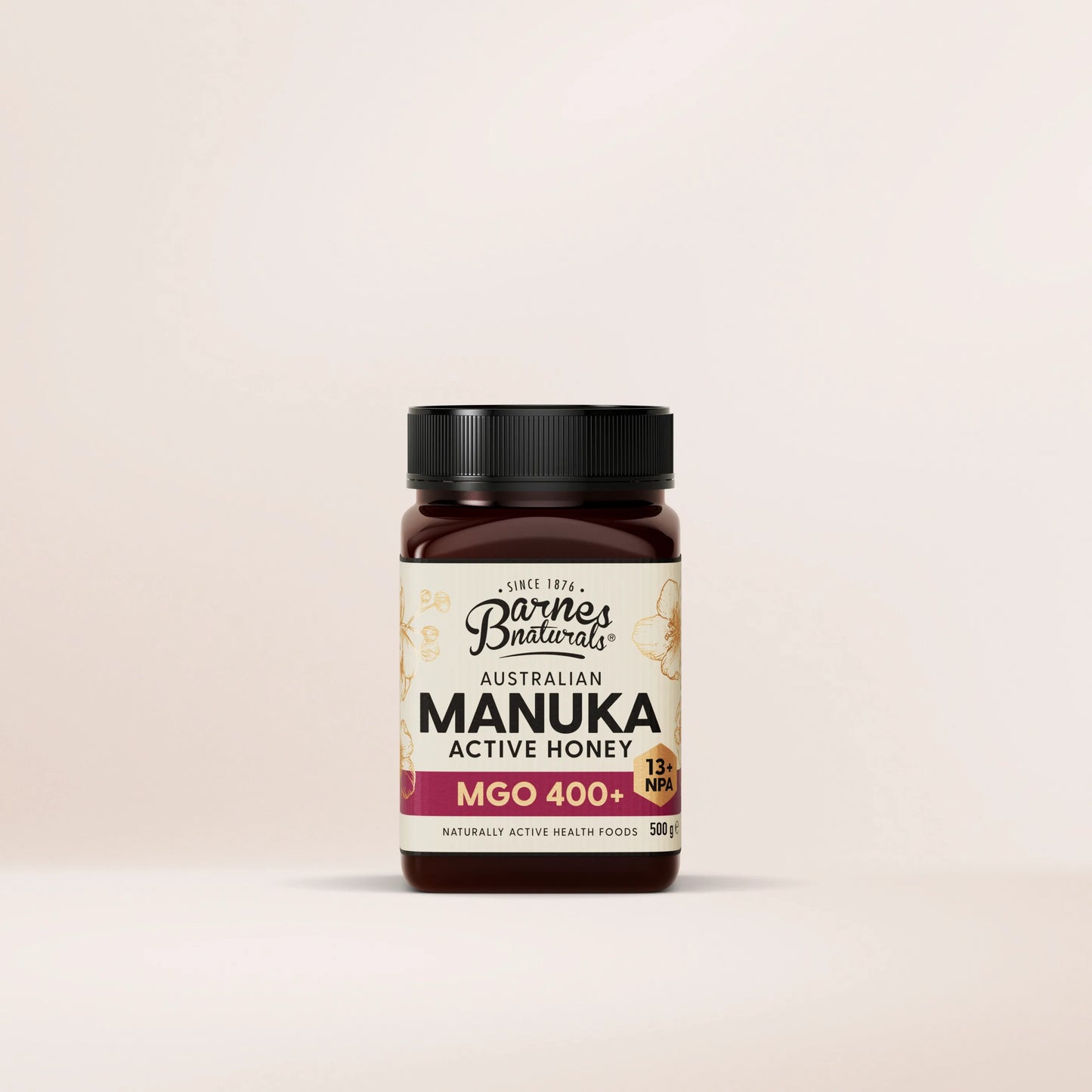 Barnes Naturals Active Manuka Honey MGO 400+ 500g, Australian Honey Medium Strength