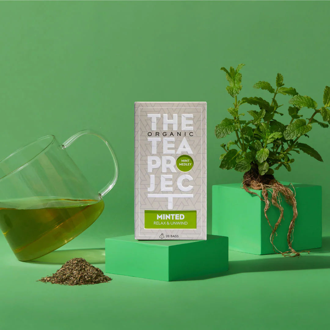 The Organic Tea Project Minted Relax & Unwind Tea 20 Pyramid Bags, Mint Medley