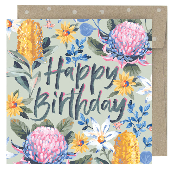 Earth Greetings Birthday Bushwalk Australian Mini Card, Jayne Branchflower Collection