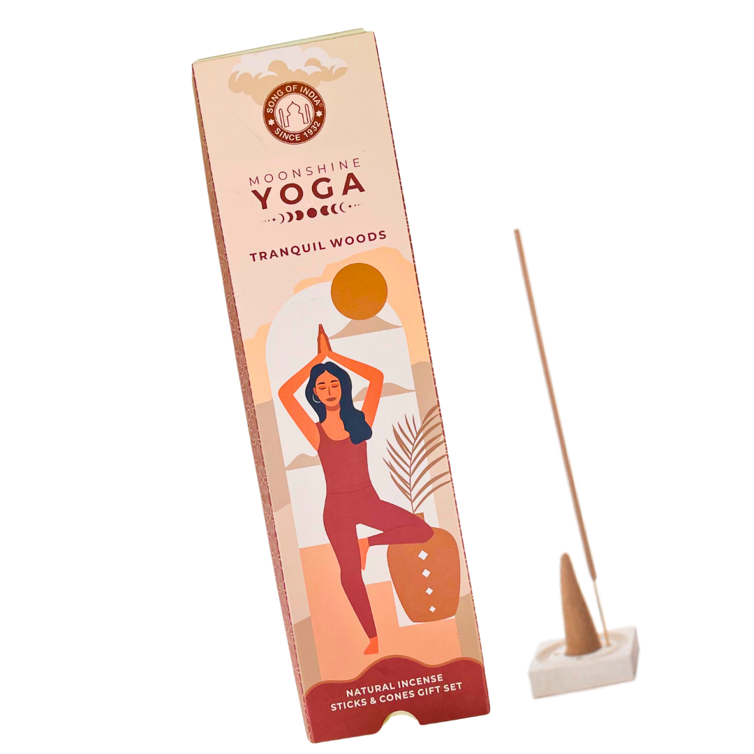 Song Of India Moonshine Yoga Incense & Cone Gift Set, TRANQUIL WOODS
