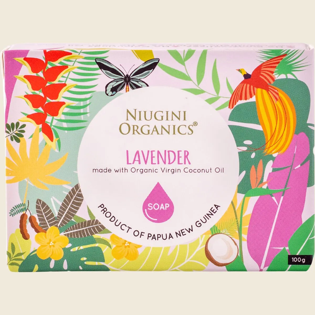 Niugini Organics Virgin Coconut Oil Soap Lavender 100g, For Fresh & Soft Skin