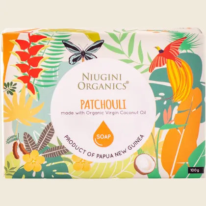 Niugini Organics Virgin Coconut Oil Soap Patchouli 100g, For Fresh & Soft Skin