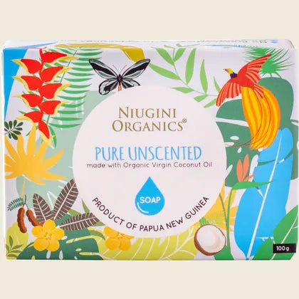 Niugini Organics Virgin Coconut Oil Soap Pure (Unscented) 100g, For Fresh & Soft Skin