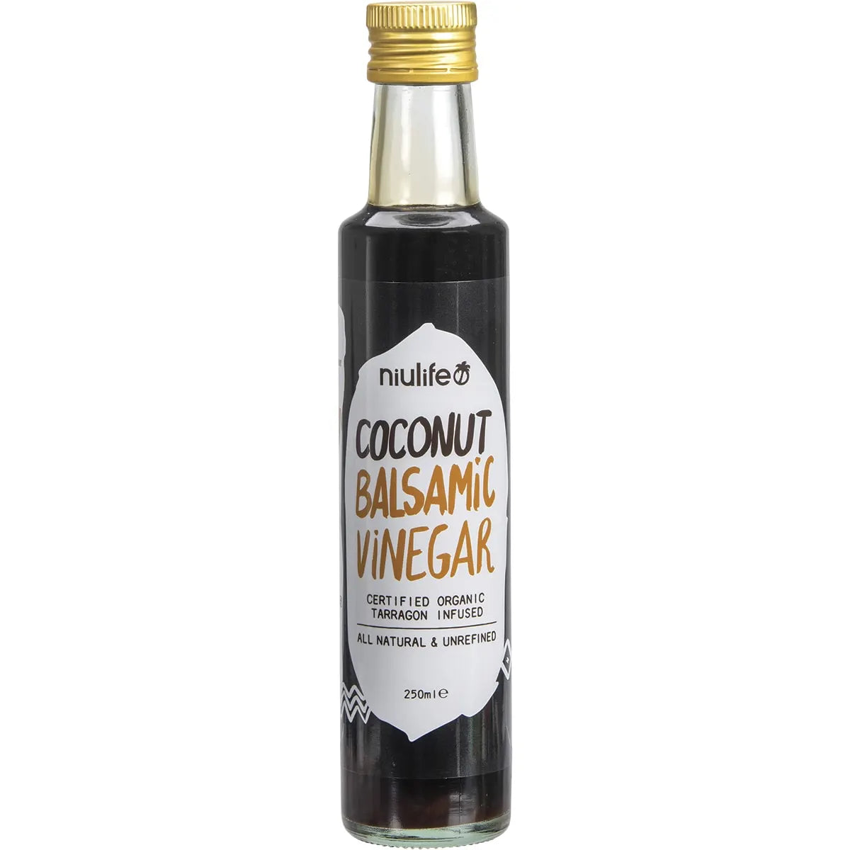 Niulife Certified Organic Coconut Balsamic Vinegar 250mL, Infused With Tarragon & Unrefined