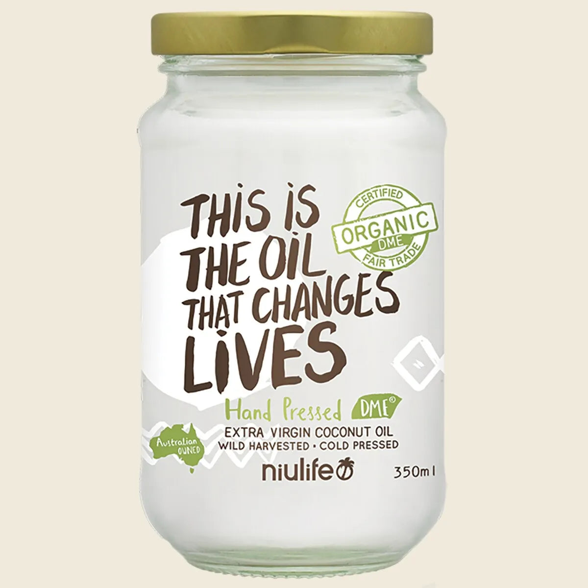 Niulife Certified Organic Extra Virgin Coconut Oil Jar, Hand Pressed