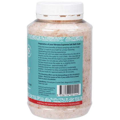 Nirvana Organics Supreme Salt Detox & Energise Bath Soak 1kg, For The Ultimate Rejuvenating Experience