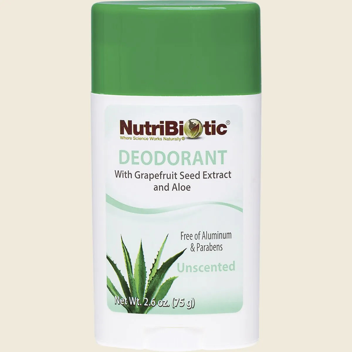Nutribiotic Unscented Deodorant Stick 75g, Long Lasting