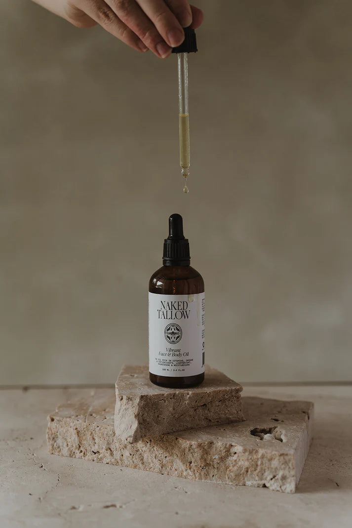 Naked Tallow Vibrant Face & Body Oil 100mL, A Non Greasy Oil For All Skin Types