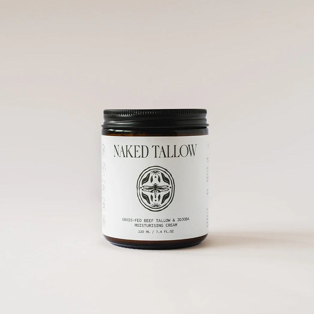 Naked Tallow Grass-Fed Beef Tallow & Jojoba Moisturising Cream 80g Or 220mL, For All Skin Types
