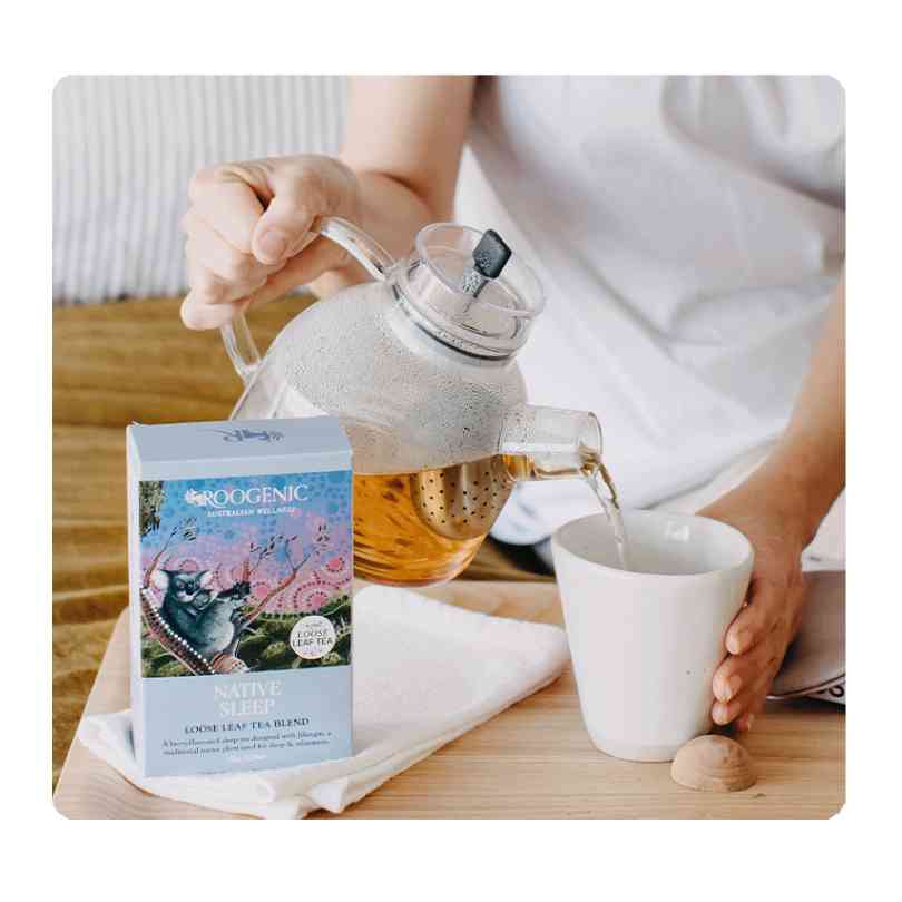 Roogenic Australian Wellness Sleep Tea Loose Leaf Tea Blend 65g, To Support Deep Sleep With A Natural Berry Infusion
