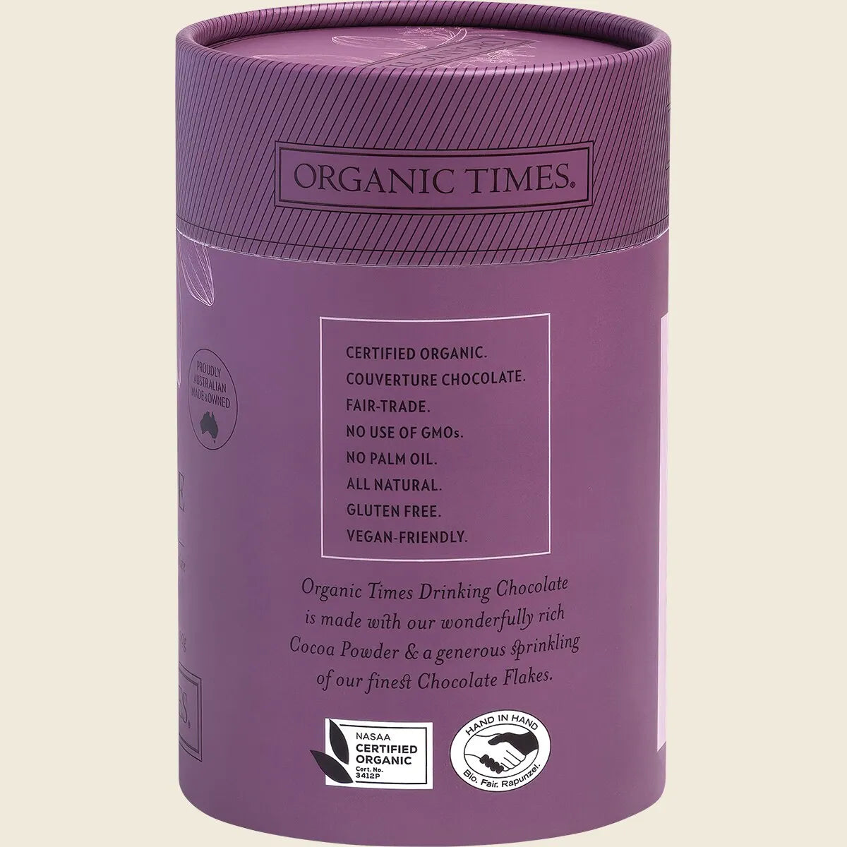 Organic Times Certified Organic Drinking Chocolate 200g, Rich Cocoa Indulgence