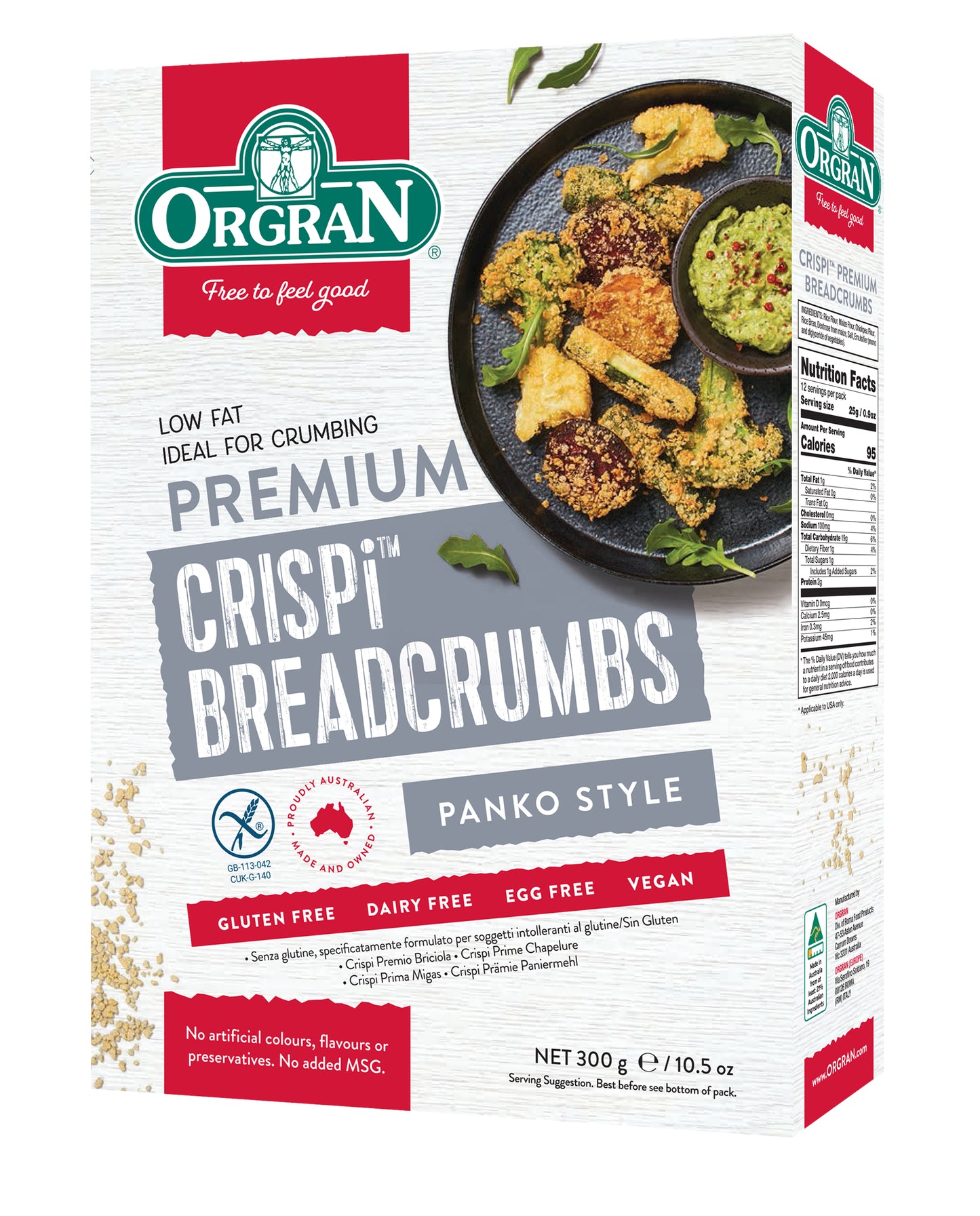 Orgran Crispi Breadcrumbs Panko Style 300g, Low Fat & Gluten-Free