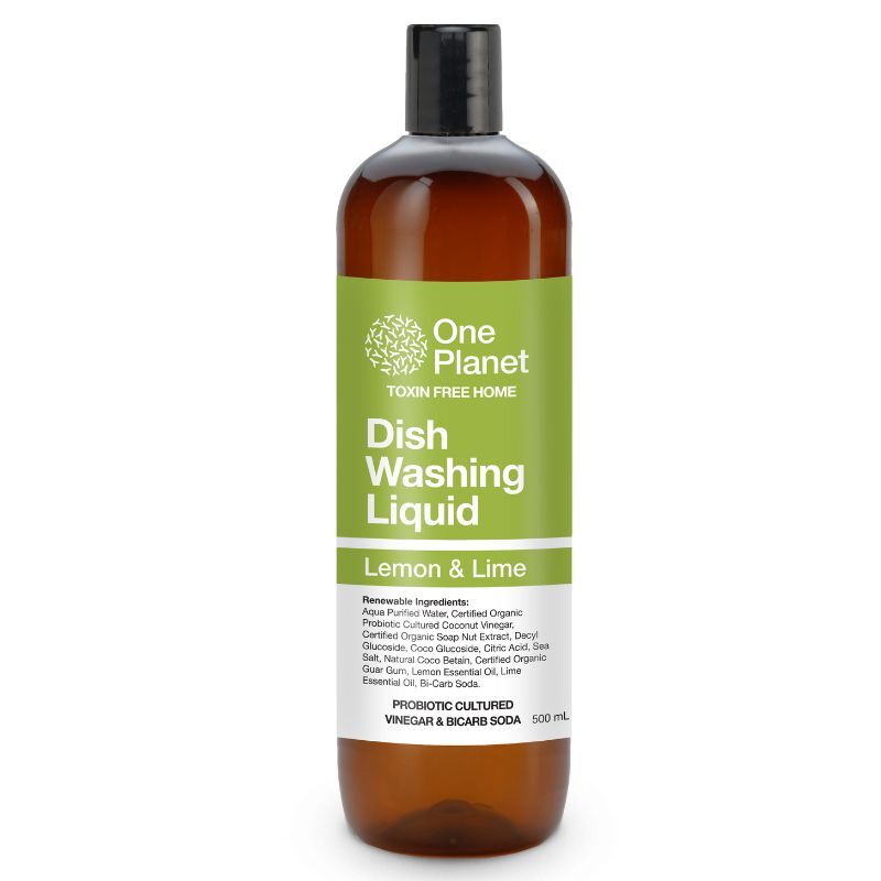 One Planet Dish Washing Liquid 500mL, Probiotic Culture & Lemon & Lime Fragrance