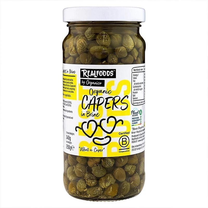 Real Foods By Organico Certified Organic Capers In Brine 100g Or 250g, Make Your Recipes Sing
