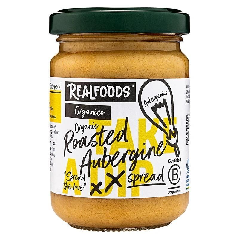 Real Foods By Organico Certified Organic Roasted Aubergine Spread 140g, With Extra Virgin Olive Oil