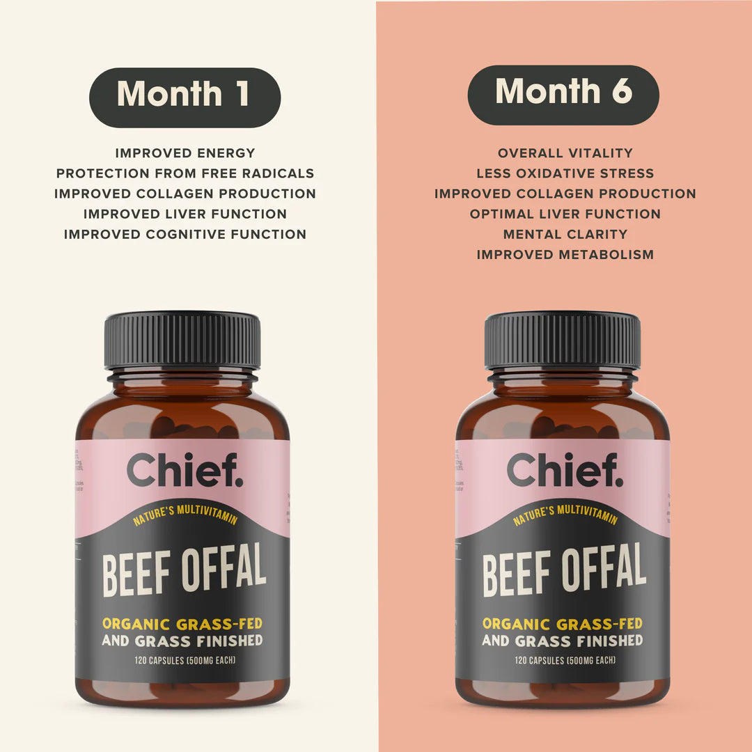 Chief. Organic Grass-Fed Beef Offal 120 Capsules, No Added Hormones Or Antibiotics