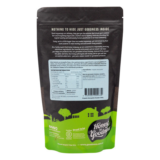 Honest To Goodness Mesquite Powder 350g, Australian Certified Organic